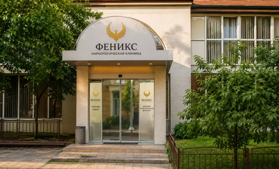 Вход в наркологическую клинику «Феникс» в Тимашёвске